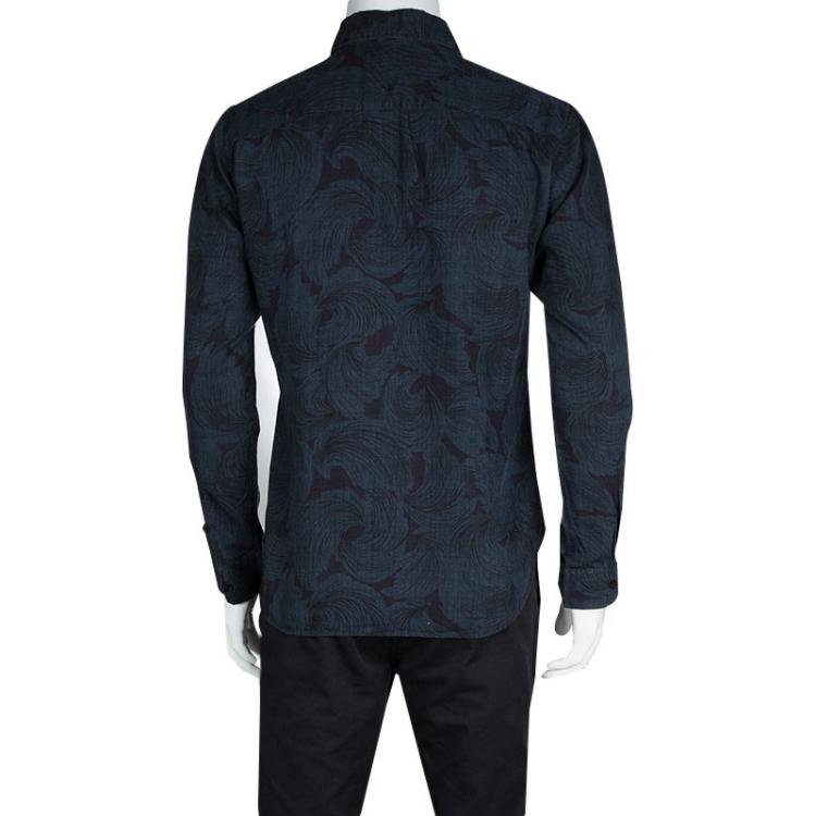 Pre Owned Burberry London Navy Blue Abstract Print Southbrook Shirt M