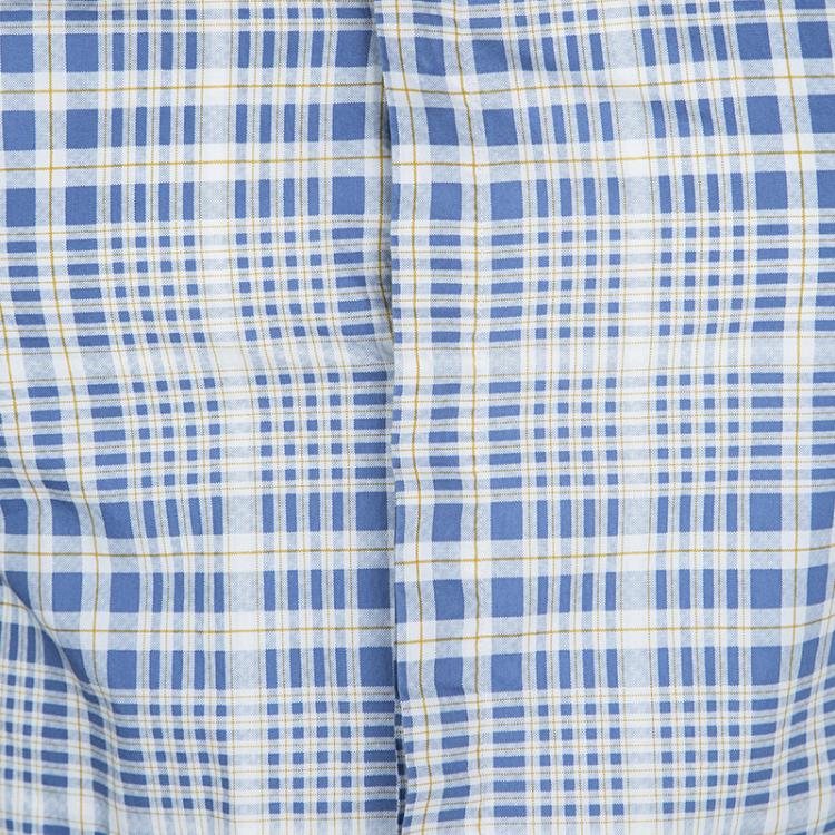 Pre Owned Burberry London Blue Plaid Checked Cotton Long Sleeve Shirt M