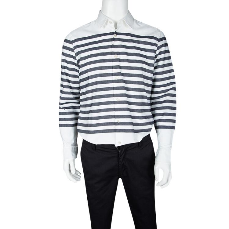 Pre Owned Burberry Brit White Striped Cotton Long Sleeve Alistair Shirt L