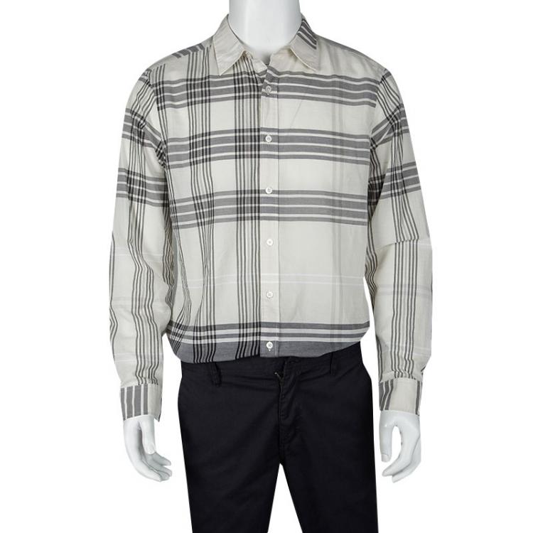 Pre Owned Burberry Brit Multicolor Checked Cotton Button Front Long Sleeve Shirt L