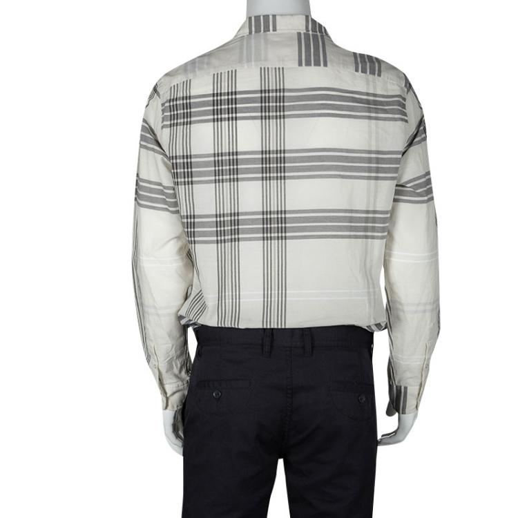 Pre Owned Burberry Brit Multicolor Checked Cotton Button Front Long Sleeve Shirt L