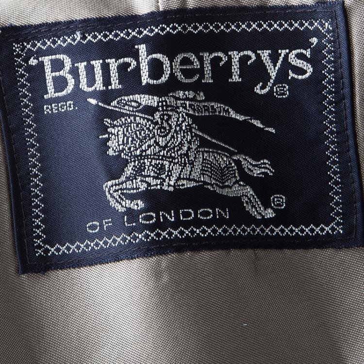 Pre Owned Burberry Vintage Beige Wool Collar Detail Double Breasted Extra Long Belted Trench Coat S