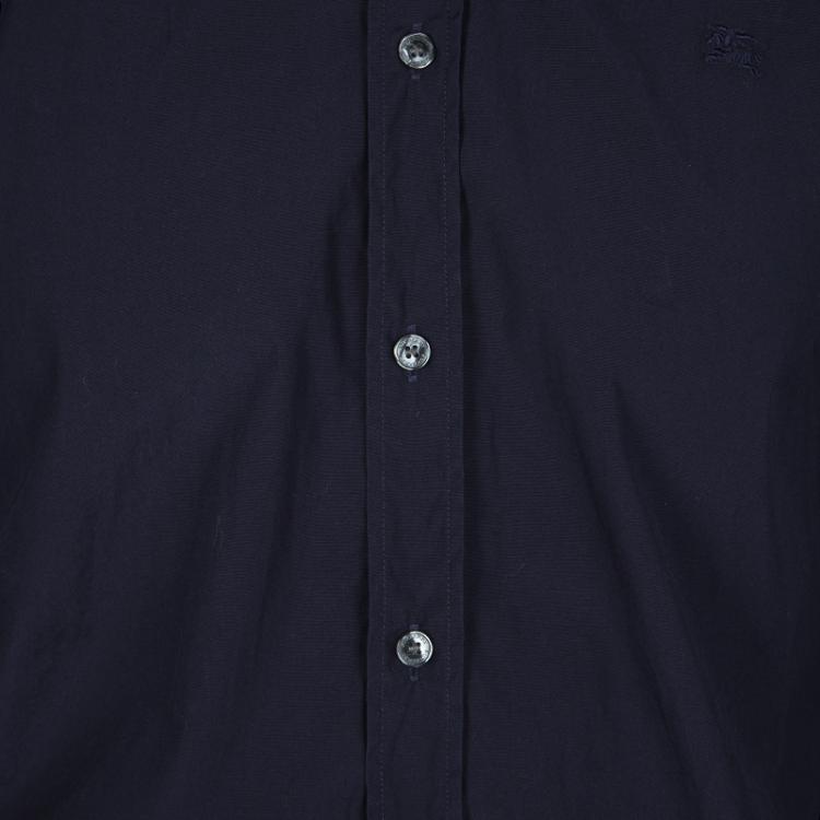 Pre Owned Burberry Brit Navy Blue Long Sleeve Button Front Shirt M
