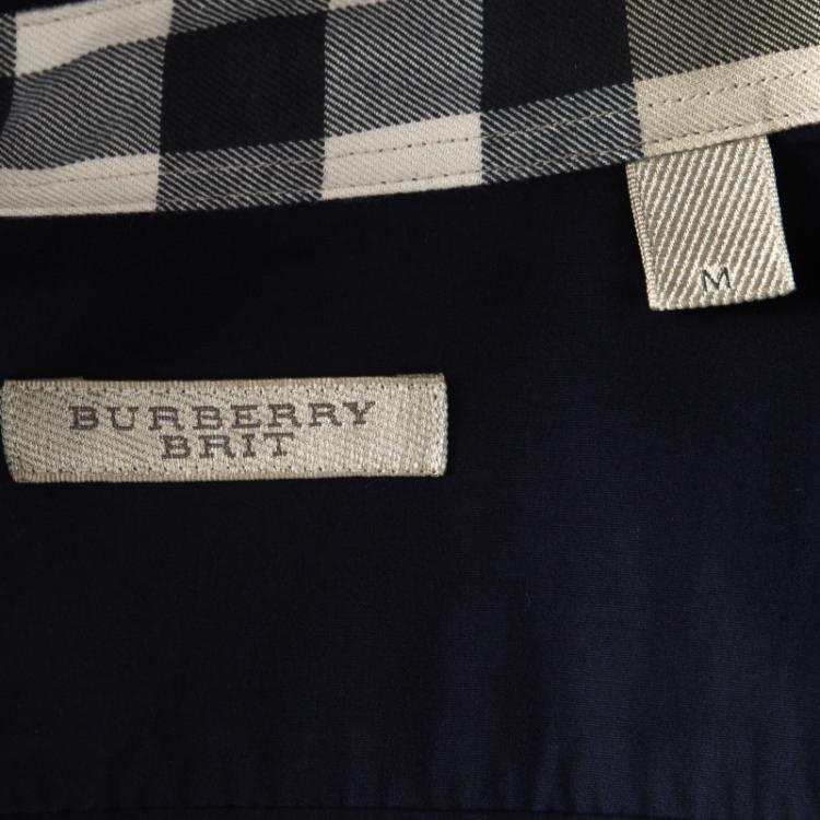 Pre Owned Burberry Brit Navy Blue Long Sleeve Button Front Shirt M