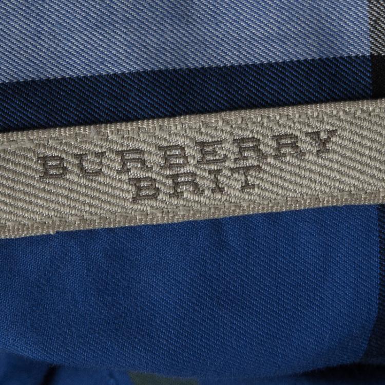 Pre Owned Burberry Brit Blue Checked Cotton Long Sleeve Buttondown Shirt XL