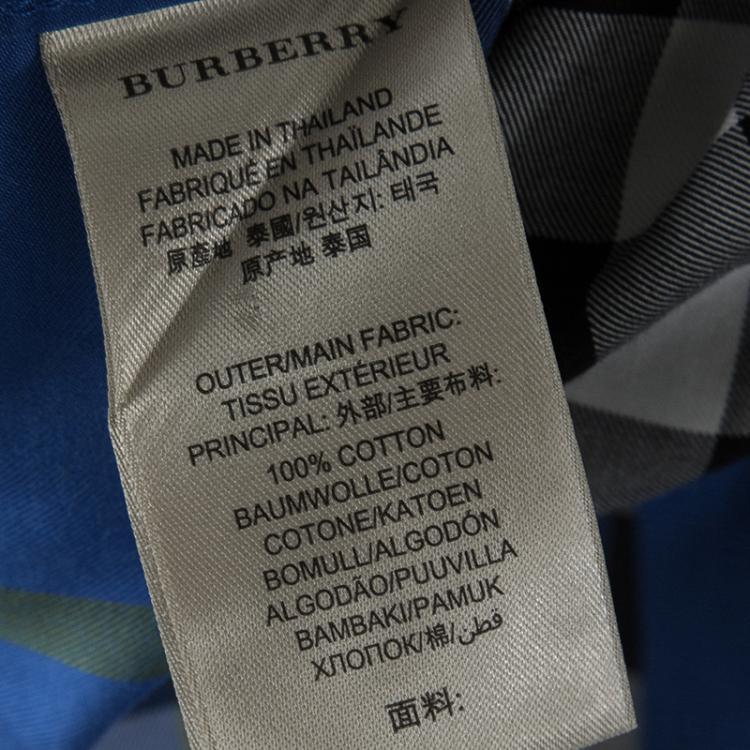 Pre Owned Burberry Brit Blue Checked Cotton Long Sleeve Buttondown Shirt XL