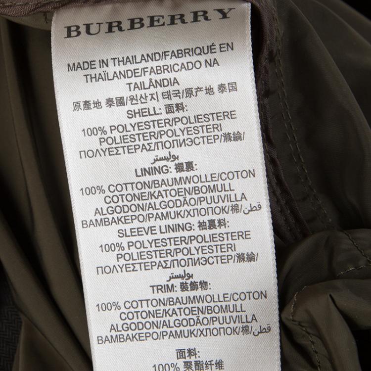 Pre Owned Burberry Brit Olive Green Rib Trim Hooded Zip Front Jacket M