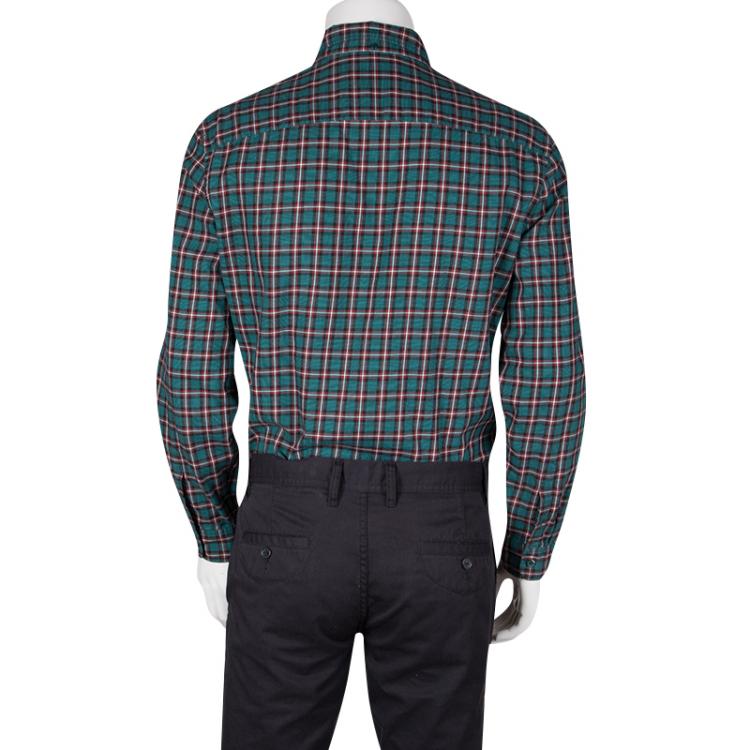 Pre Owned Burberry London Multicolor Checked Cotton Long Sleeve Button Down Shirt M