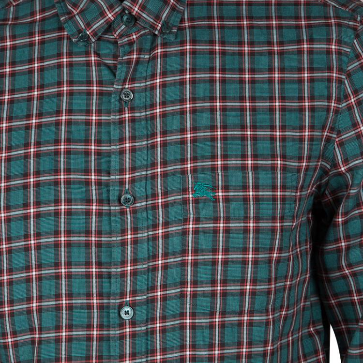 Pre Owned Burberry London Multicolor Checked Cotton Long Sleeve Button Down Shirt M