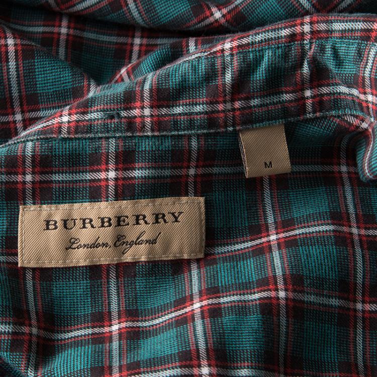 Pre Owned Burberry London Multicolor Checked Cotton Long Sleeve Button Down Shirt M