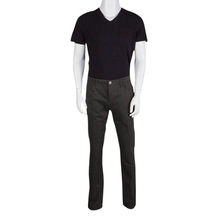 Pre Owned Burberry Brit Grey Cotton Regular Fit Trousers XXL
