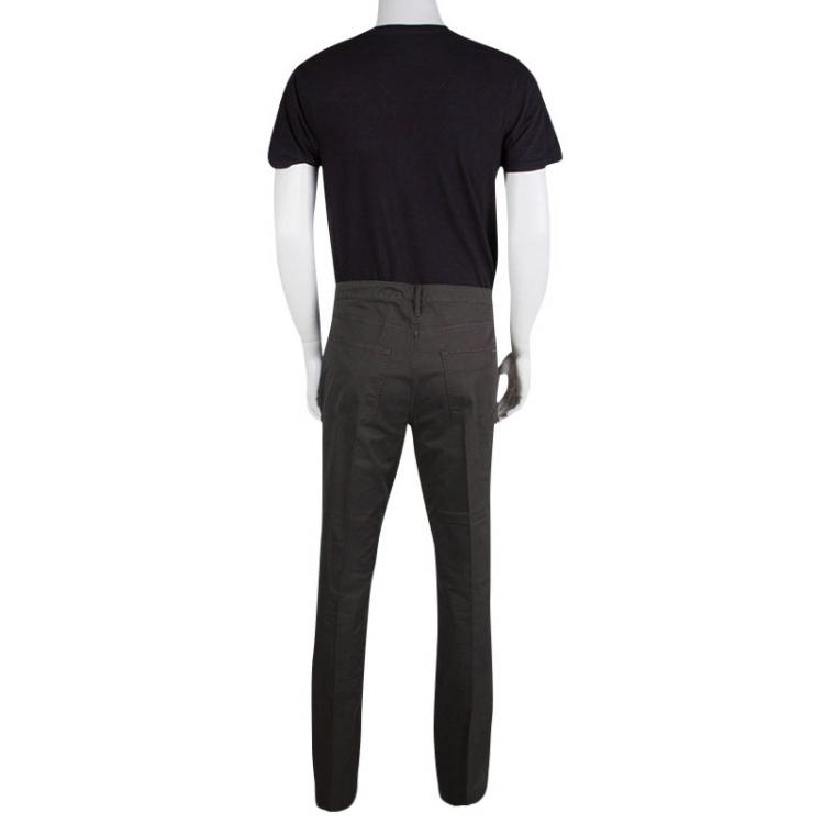 Pre Owned Burberry Brit Grey Cotton Regular Fit Trousers XXL