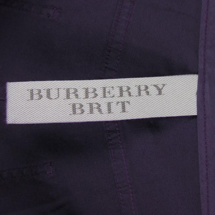 Pre Owned Burberry Brit Grey Cotton Regular Fit Trousers XXL