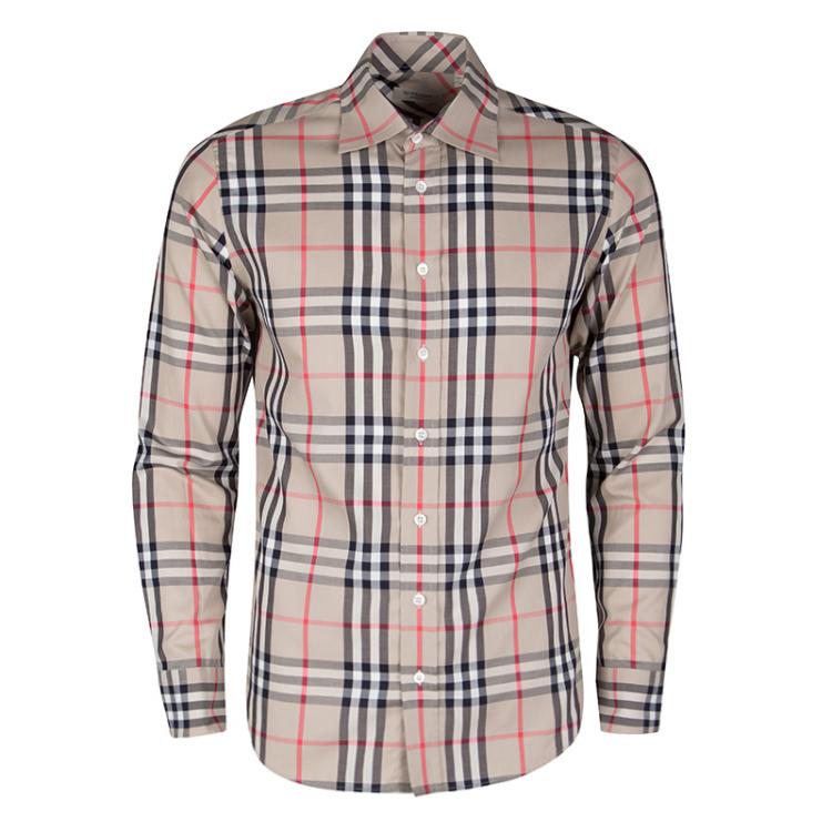 aften sangtekster Rationalisering Burberry London Beige Nova Check Cotton Long Sleeve Button Front Shirt S  Burberry | TLC