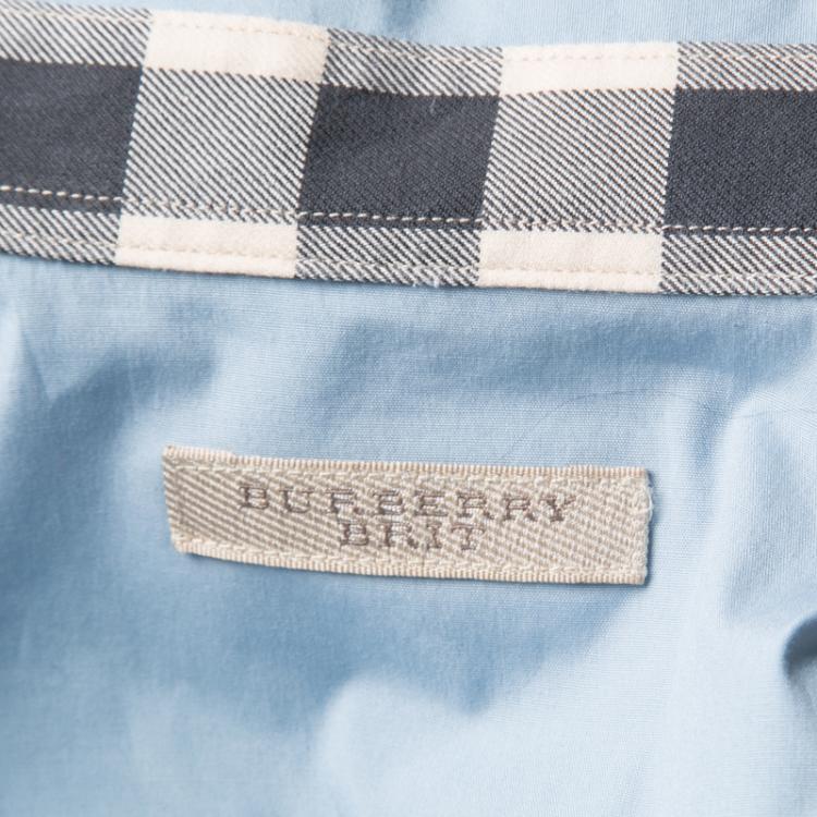 Pre Owned Burberry Brit Pale Blue Cotton Long Sleeve Button Front Shirt M