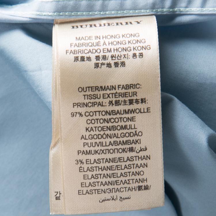 Pre Owned Burberry Brit Pale Blue Cotton Long Sleeve Button Front Shirt M