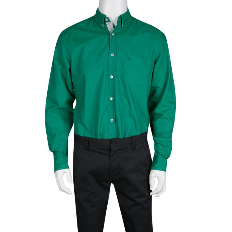 Burberry Brit Green Cotton Knit Long Sleeve Button Down Shirt L Burberry |  TLC