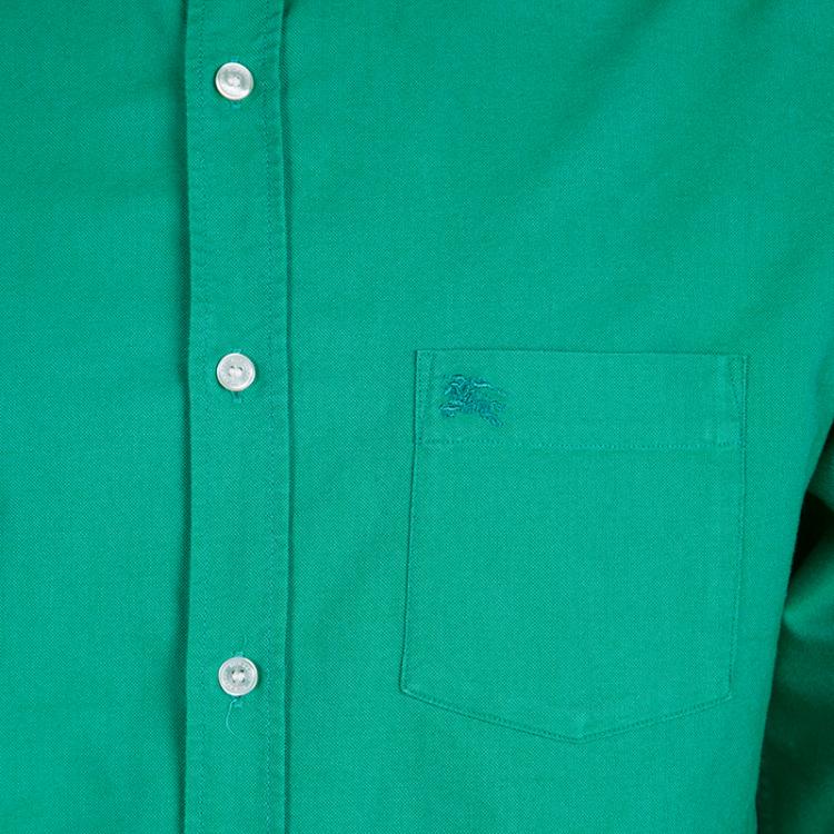 مملوكة مسبقًا Burberry Brit Green Cotton Knit Long Sleeve Button Down Shirt L