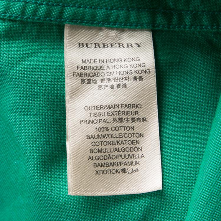 مملوكة مسبقًا Burberry Brit Green Cotton Knit Long Sleeve Button Down Shirt L