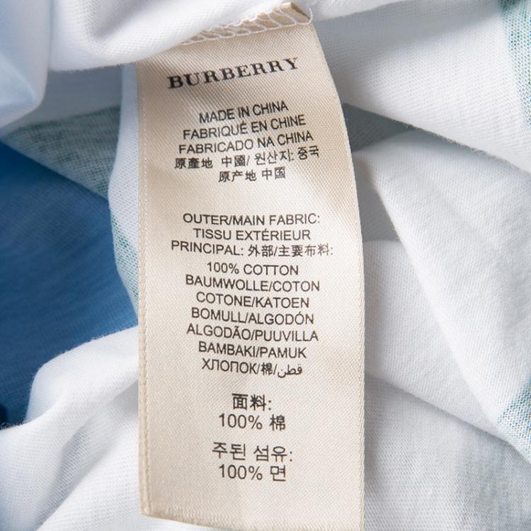 Pre Owned Burberry Brit Tricolor Contrast Striped  Short Sleeve Polo T-Shirt  L