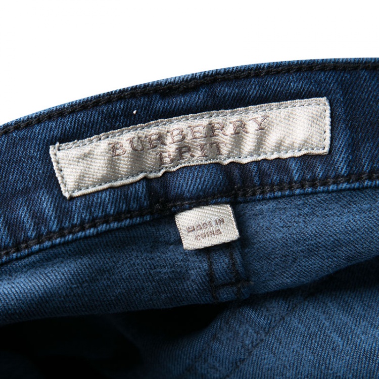 Pre Owned Burberry Brit Indigo Dark Wash Denim Slim Fit Jeans M