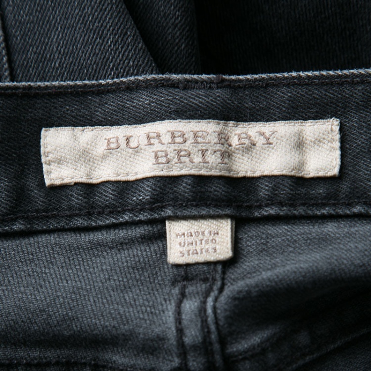 Pre Owned Burberry Brit Dark Grey Faded Effect Denim Slim Fit Jeans M