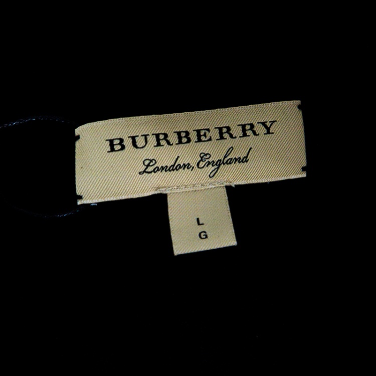 Pre Owned Burberry London Black Merino Wool Ribbed Trim V-Neck Sweater L