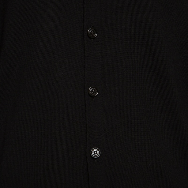 Pre Owned Burberry London Black Merino Wool Long Sleeve Button Front Cardigan L