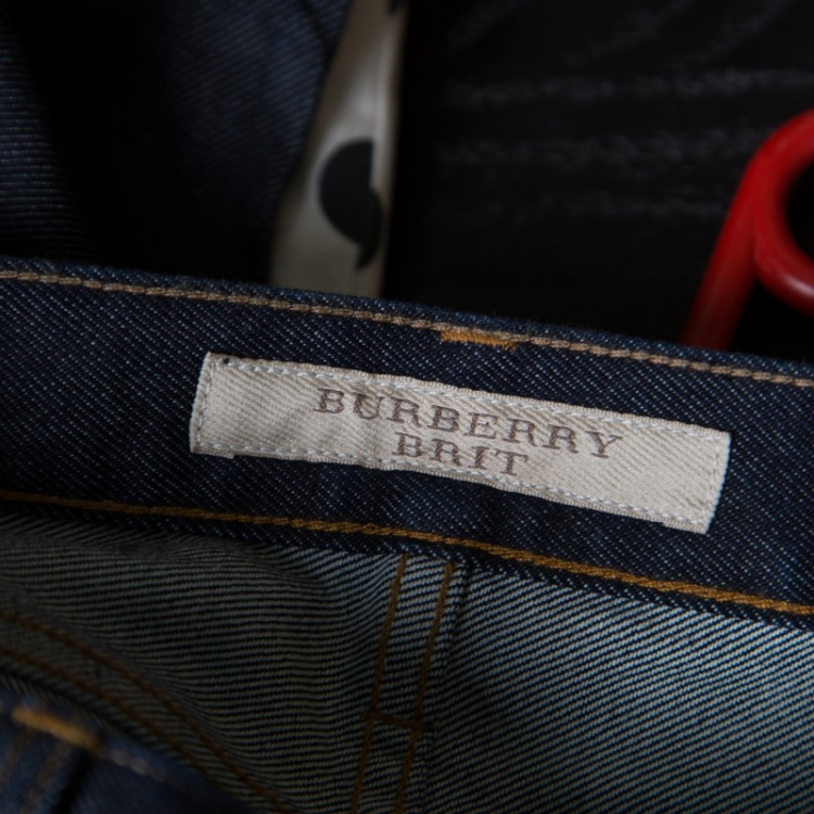 Pre Owned Burberry Brit Indigo Dark Wash Denim Slim Fit Jeans M