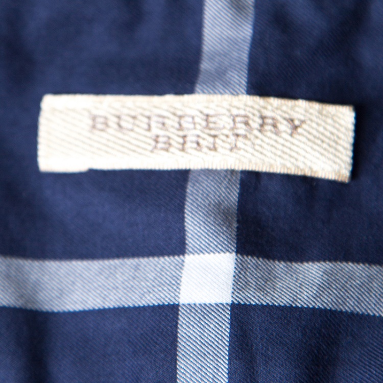 Pre Owned Burberry Brit Blue Checked Cotton Long Sleeve Button Down Shirt XXL