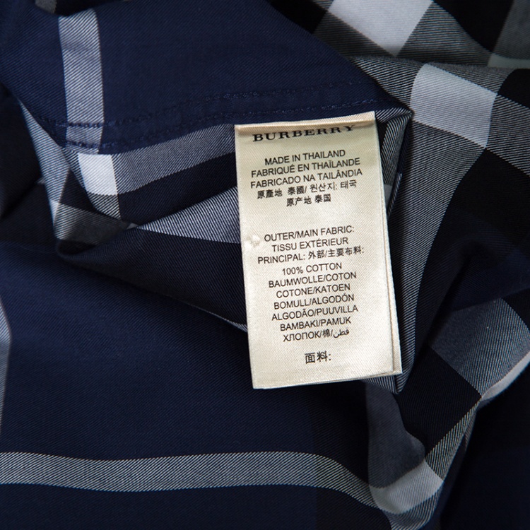 Pre Owned Burberry Brit Blue Checked Cotton Long Sleeve Button Down Shirt XXL