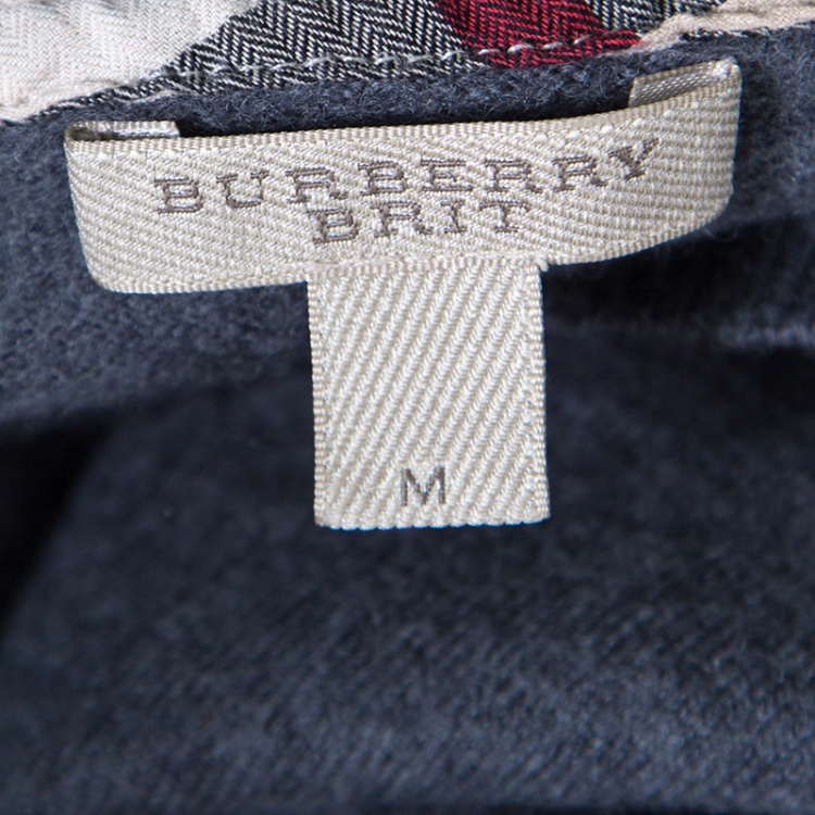 مملوكة مسبقًا Burberry Brit Grey Merino Wool Novacheck Shoulder Detail Sweater M