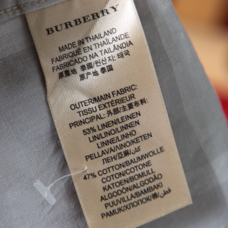 Pre Owned Burberry Brit Grey Linen Plaid Long Sleeve Button Down Shirt XXL