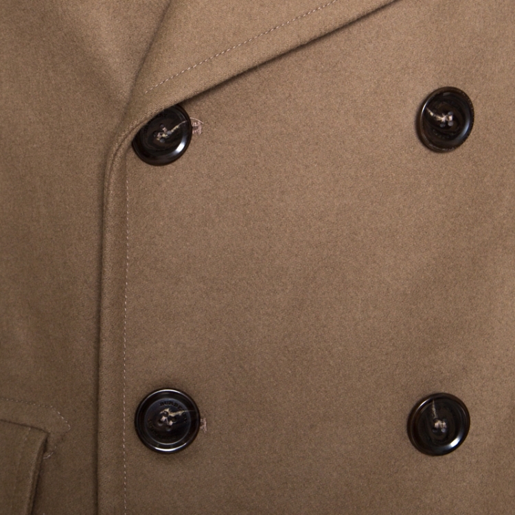 Pre Owned Burberry Brown Wool Double Breasted Coat M