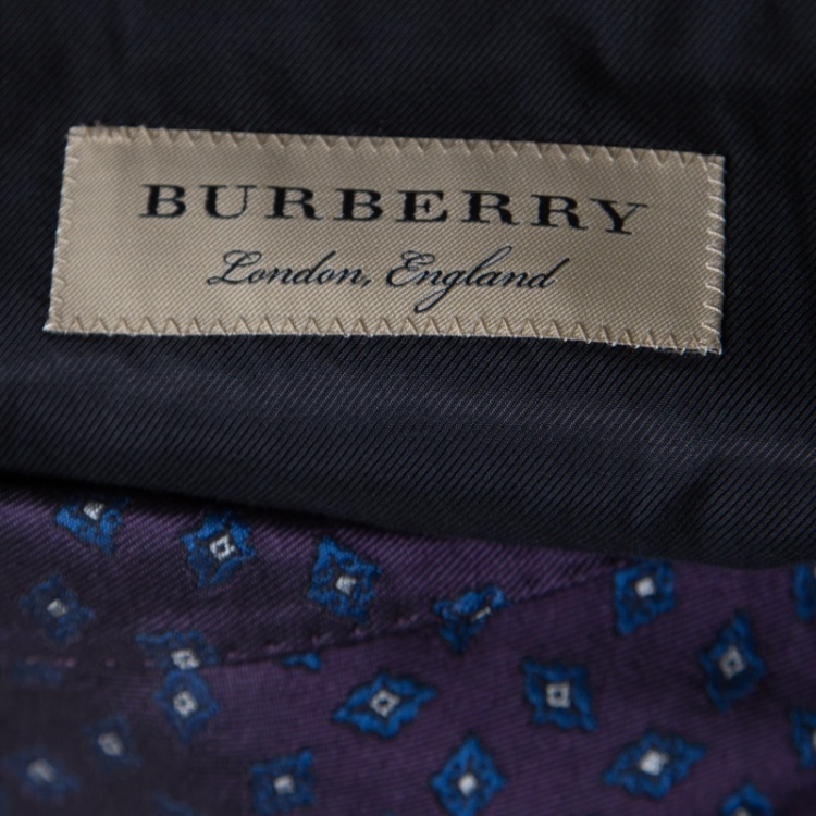 Pre Owned Burberry London Purple Silk Brocade Tailored Blazer XS