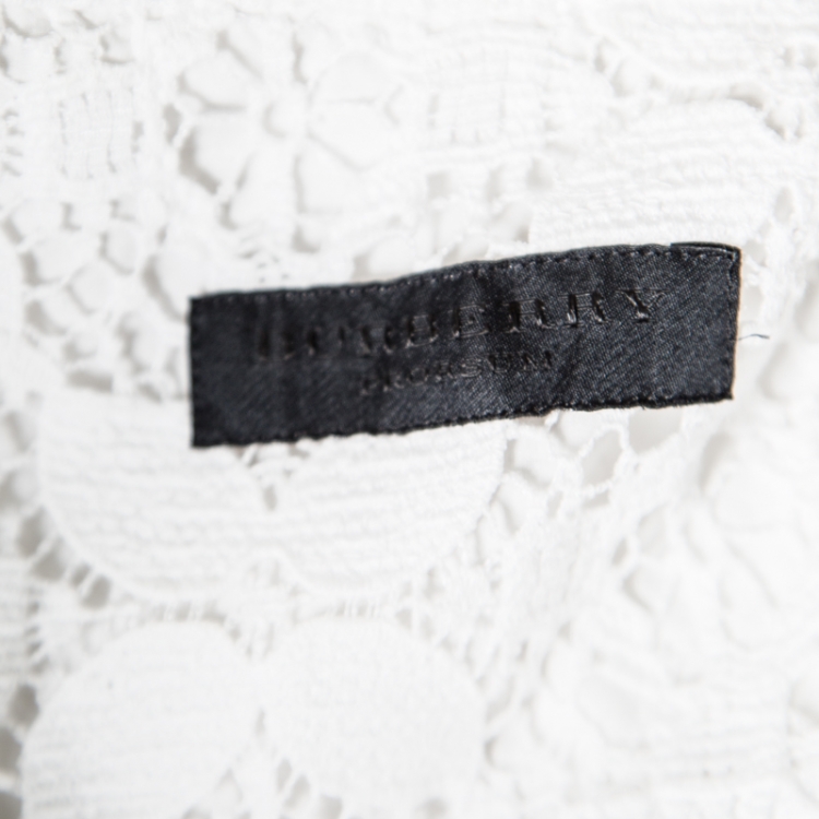 Pre Owned Burberry Prorsum White Floral Lace Button Front Long Sleeve Shirt S