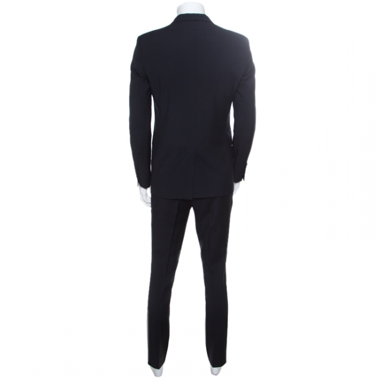 Pre Owned Burberry London Navy Blue Wool Tailored Suit M