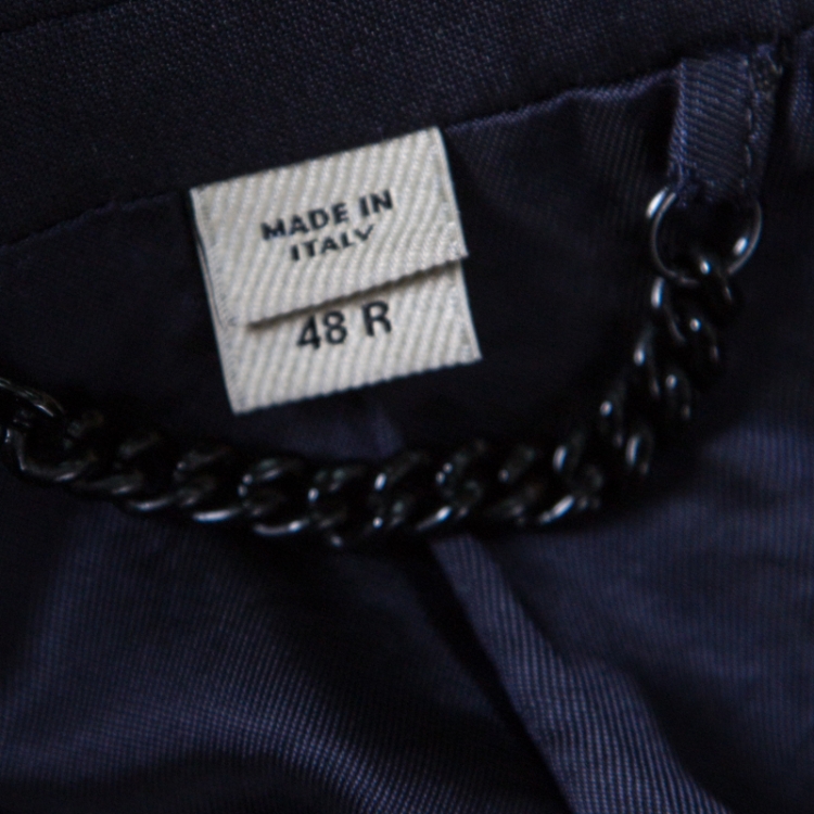 Pre Owned Burberry London Navy Blue Wool Tailored Suit M