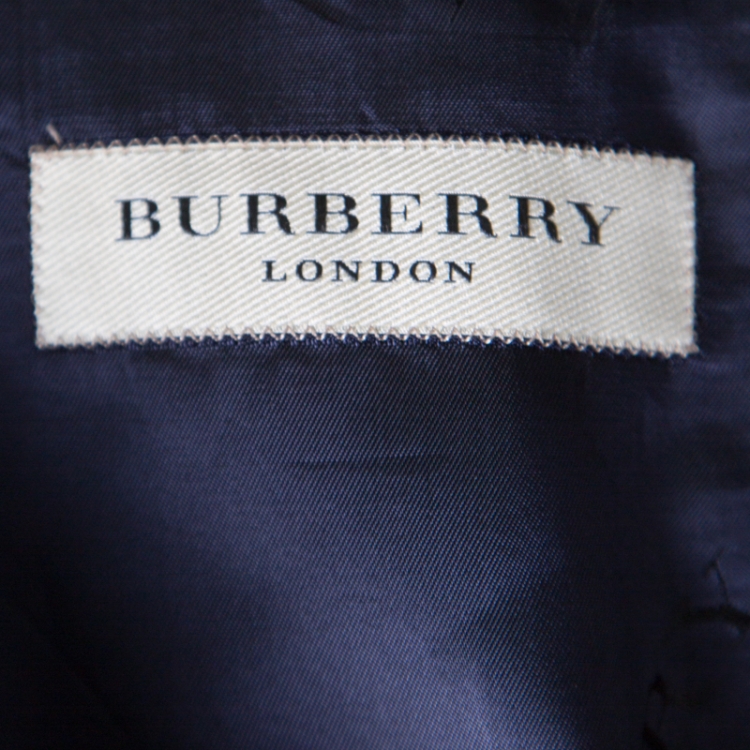 Pre Owned Burberry London Navy Blue Wool Tailored Suit M