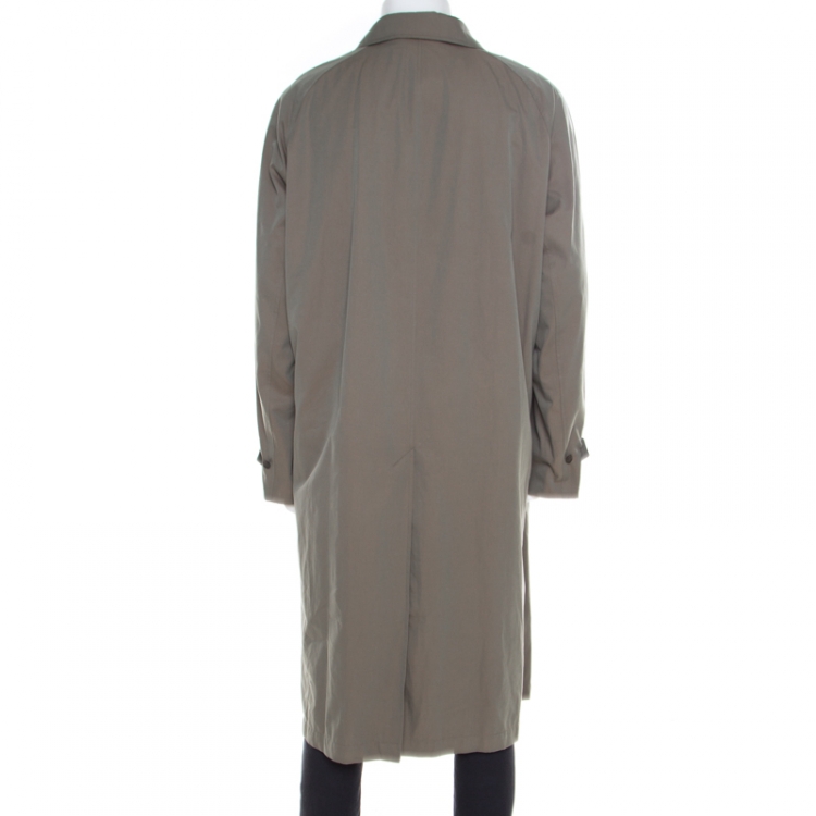 Pre Owned Burberry Chalk Green Cotton Brighton Extra Long Trench Coat 4XL