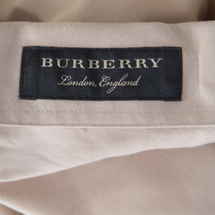 Pre Owned Burberry Sand Brown Sketch Printed Cotton Batson Army Shirt XXL