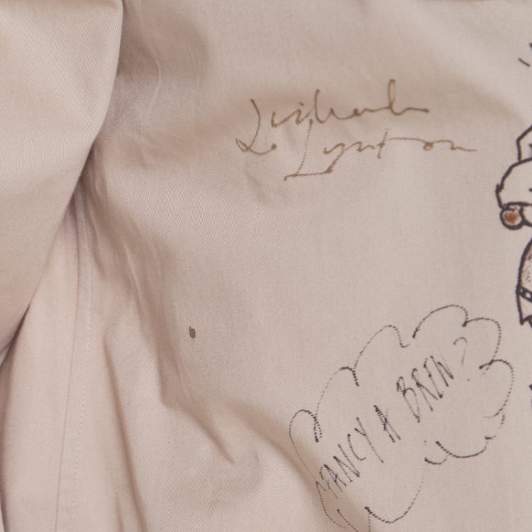 Pre Owned Burberry Sand Brown Sketch Printed Cotton Batson Army Shirt XXL