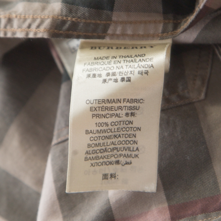 Pre Owned Burberry Brit Khaki Green Novacheck Cotton Long Sleeve Button Front Shirt S