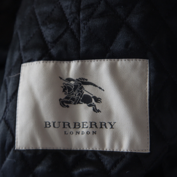Lederen race balance Burberry London Navy Blue Wool and Cashmere Zip Front Coat L Burberry | TLC