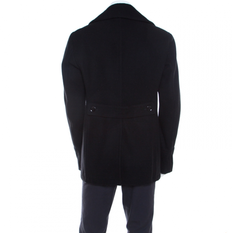 Pre Owned Burberry Brit Black Wool Eckford Double Breasted Coat L
