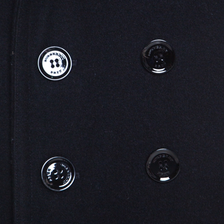 Pre Owned Burberry Brit Black Wool Eckford Double Breasted Coat L