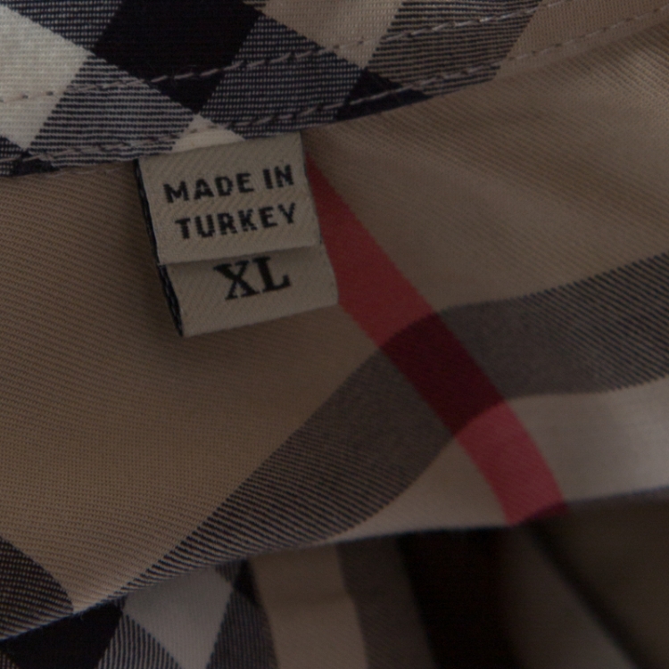 Pre Owned Burberry London Beige Nova Check Long Sleeve Button Front Shirt XL