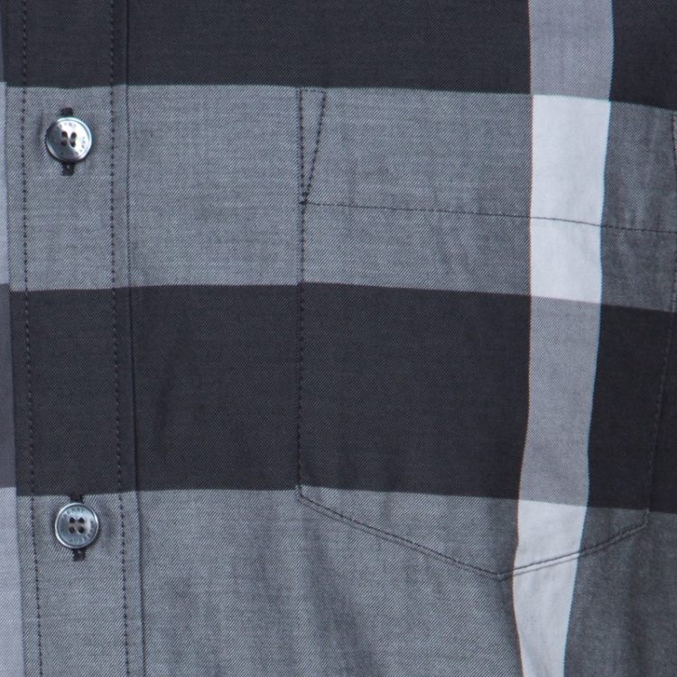 Pre Owned Burberry Brit Grey Checked Cotton Full Sleeve Button Down Shirt M