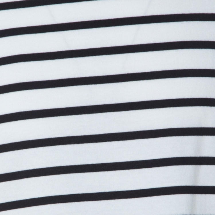 Pre Owned Burberry Black and White Stripe Nautical Print Cotton T Shirt M 