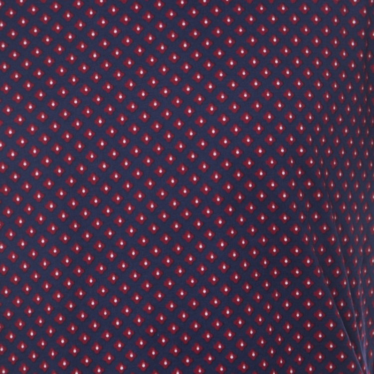 Pre Owned Burberry Navy Blue and Red Printed Cotton T Shirt L 
